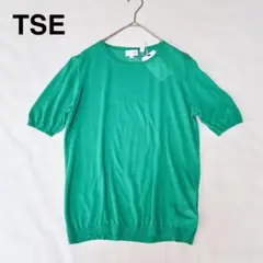 未使用✻TSE セイ コットン100 半袖 サマーニット 薄地 グリーン Mのサムネイル