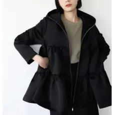 ELFRANKサテンティアードフード付きパーカー