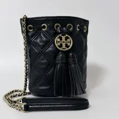 美品】トリーバーチ キラ シェブロン ミニバケット レザー ショルダー