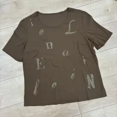 leilian レリアン　半袖Tシャツ ブラウン ロゴ入りプリントのサムネイル