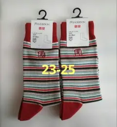 23-25cm✨２足✨JWアンダーソン✨レギュラーソックス✨レッド系✨新品のサムネイル