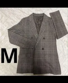 チェック柄 ダブルブレスト テーラードジャケット M