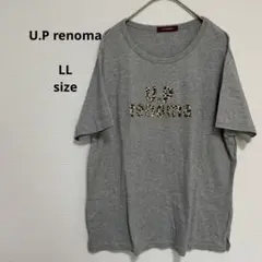 【U.Prenoma】LL グレー ヒョウ柄文字 カジュアル 半袖 Tシャツのサムネイル