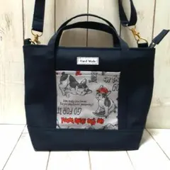 ハンドメイド 2way ミニトートバッグ ショルダーバッグ フレンチブル