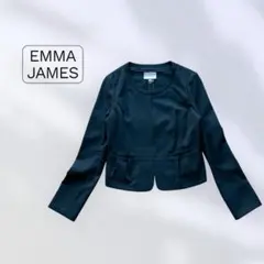 エマジェームス　ノーカラージャケット　オフィス　フォーマル　式　ネイビー　紺　M