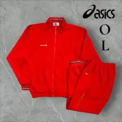E asics ジャージ 上下 セットアップ 赤 LL.L 90's