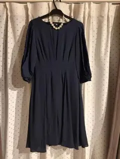 ネイビー レース ひざ丈ワンピース axes femme