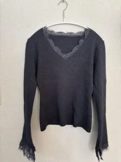 cocomomo レースニット vネック ニット レース トップス 袖レース