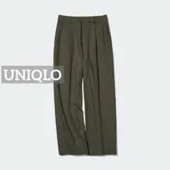 k0189 UNIQLO タックワイドパンツ オリーブ