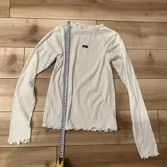 ホワイト長袖カットソー ra 140/Sサイズ