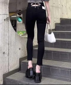 最終値下げ‪‪❤︎GYDA ハイウエストクロススキニーデニムパンツ バッククロス
