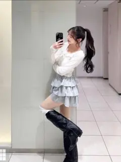 グレー フリル ミニスカート Fサイズ