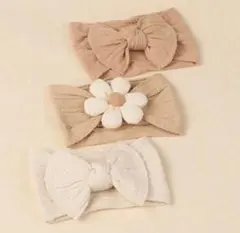 リボン・花柄 ベビーヘアバンド 3個セット