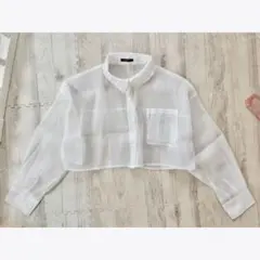 Avail ホワイト クロップドシャツ 長袖 ポケット付きのサムネイル