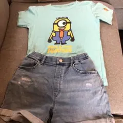 仮装　ミニオン Tシャツ デニムショーツ セットふ
