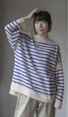 TOWAVAS カシミア　ボーダーニット　ブルー 2026年最新】TOWAVASE ニット・セーターの人気アイテム - メルカリ