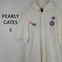 PEARLY GATES　半袖　ポロシャツ　５　ホワイト　 ゴルフシャツ