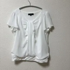 Reflect リフレクト　フリル付きホワイトシフォン半袖トップス サイズ9