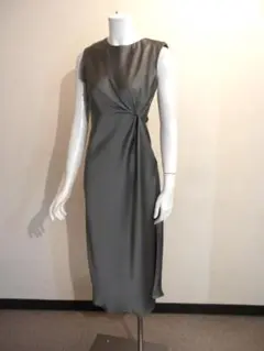 最新リナシメント◆美しい艶シックグレー！全方向”女らしさ際立つロングワンピ！XS