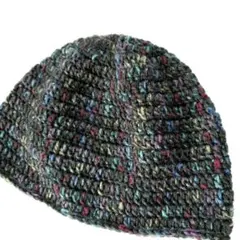 ビーニー　クラッシャーハット　ニット帽　チャコールブラック×ミックス