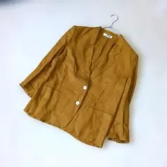 ジェーンモア　麻100%　テーラードジャケットM キャメル　オンワード