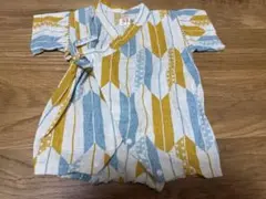 ベビー甚平 70cm 青・黄・白の幾何学模様