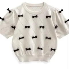 グレイル k9345e シアーリボンダイヤ柄ニットトップス