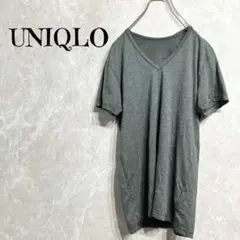 a0002【UNIQLO】ヒートテック 半袖 Vネック グレー S レディース