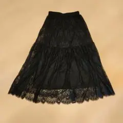 GLOBAL WORK　総レースゴムスカート　ペチコート　黒　Mサイズ