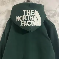 《希少　リアビュー》ザノースフェイス　裏起毛フルジップパーカー　グリーン　S