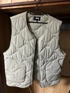 Stussy カーキ　キルティング ベスト M