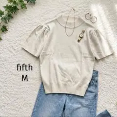 fifth フィフス パフスリーブ半袖ニット ベージュ M 新品タグ付きのサムネイル