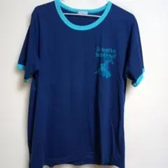 GU メンズプリント入半袖シャツ　紺色　Lサイズ