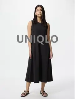 UNIQLO ウルトラストレッチワンピースノースリーブ ブラック L