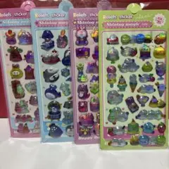 オーロラシール 3D立体 シール ぷっくりシール ホログラム シマエナガ ネコ