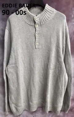 Eddie Bauer 90s〜00s ヘンリーネック コットンニット XL相当