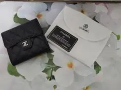 CC キャビアスキン 三つ折り財布(本革)ノベルティ♥値下げ33000→