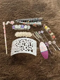 花柄デザインのかんざしセット