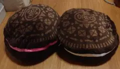 オレオ フリース付きクッション ピンク・ホワイト 2個