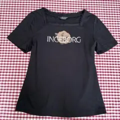 美品　INGEBORG インゲボルグ ロゴプリント 襟レース 半袖カットソーのサムネイル