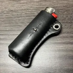 【訳あり】 茶芯レザー 黒 BICライターホルダー ケース 本革 牛革 #374