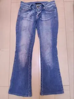 y2k フレア ダメージローライズデニム