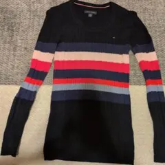 TOMMY HILFIGER ケーブル編みストライプニット XXS