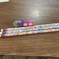 【平成レトロ、当時物】ハムッコワールド　消しゴム付きえんぴつ　スタンプ　セット