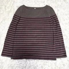無印良品 ムジ ボートネック カットソー コットン L ボーダーのサムネイル