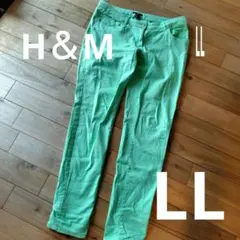 H&M ミントグリーンスキニーパンツ LL