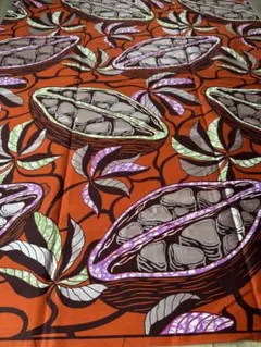 希少限定アフリカ布カカオ柄　1ヤード以上約99cm