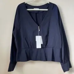 ☆新品[index ]ノーカラージャケット ブルゾン M ネイビー 羽織り