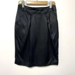 高級シルク100% AMACA アマカ サテンスカート ブラック 黒 三陽商会のサムネイル