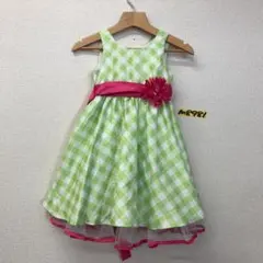 ▷Jona Michell キッズ ギンガムチェック ドレス ワンピース 黄緑白